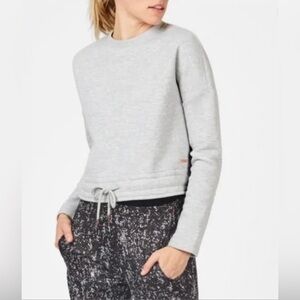 SWEATY BETTY White Cropped Drawstring Tie Hem Sweatshirt size Medium